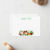 Handschrift Tekst Sjabloon Waterverf Bloemen Kunst (Voorkant / Achterkant in situ)