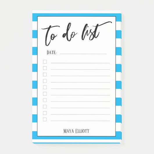 Handschrift to do list hemelsblauwe strepen, gevoe post-it® notes (Voorkant)