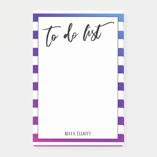 Handschrift to do list roze & blauw ombre strepen post-it® notes (Voorkant)