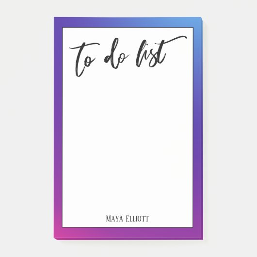 Handschrift to do list roze, Paarse & blauw ombre Post-it® Notes (Voorkant)