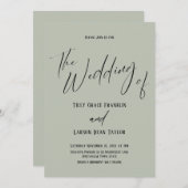 Handschrift Typografie Eenvoudig Het Huwelijk Van  Kaart (Voorkant / Achterkant)