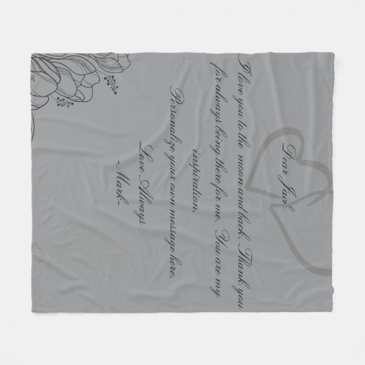 Handschrift typografie grijs Fleece Blanket Deken (Voorkant (Horizontaal))
