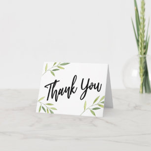 Handschrift Typografie & Groene Waterverf Foliage Bedankkaart