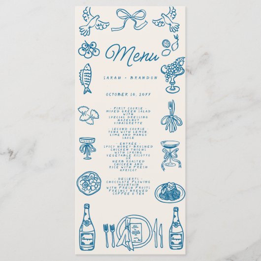 Handschrift Typografie Retro Bruiloft Menu (Voorkant)