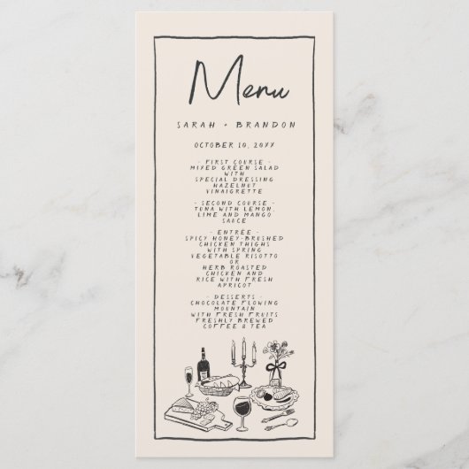 Handschrift Typografie Retro Bruiloft Menu (Voorkant)