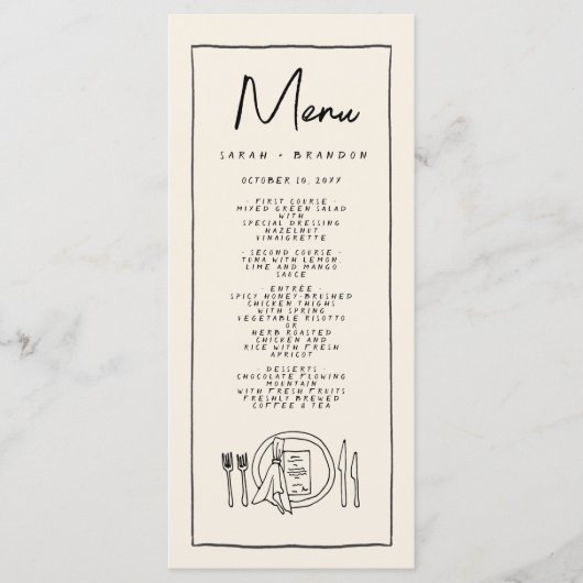 Handschrift Typografie Retro Bruiloft Menu (Voorkant)