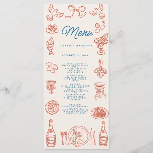 Handschrift Typografie Retro Bruiloft Menu (Voorkant)