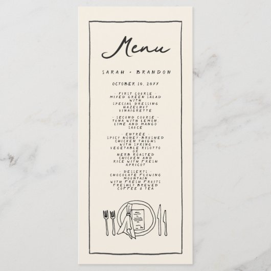Handschrift Typografie Retro Bruiloft Menu (Voorkant)
