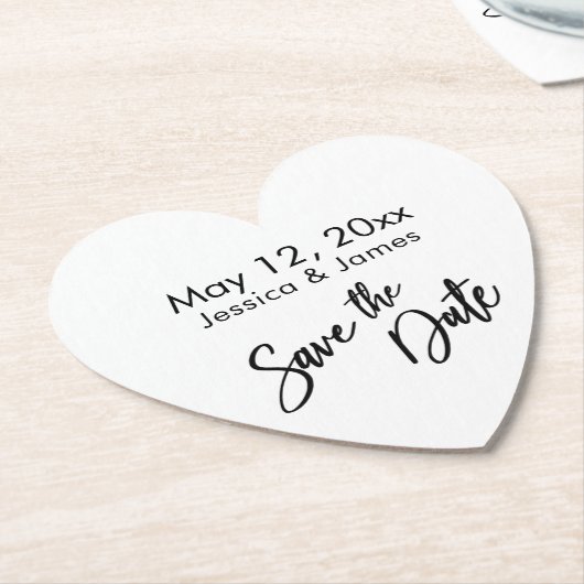 Handschrift Typografie Zwart-wit Opslaan Datum Kartonnen Onderzetters (Gekanteld)