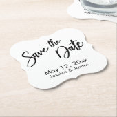 Handschrift Typografie Zwart-wit Opslaan Datum Kartonnen Onderzetters (Gekanteld)