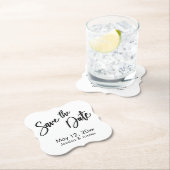 Handschrift Typografie Zwart-wit Opslaan Datum Kartonnen Onderzetters (Insitu)