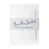 Handschrift U bent uitgenodigd Navy & Grey Uitnodigingen Wikkel (Voorkant Voorbeeld)