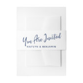 Handschrift U bent uitgenodigd Navy & White Uitnodigingen Wikkel (Voorkant Voorbeeld)
