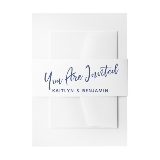 Handschrift U bent uitgenodigd Navy & White Uitnodigingen Wikkel (Voorkant Voorbeeld)