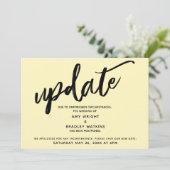 Handschrift Uitgesteld Bruiloft Bleek Gele Kaart (Staand voorkant)