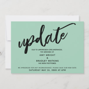 Handschrift Uitgesteld Bruiloft Licht Groene Kaart