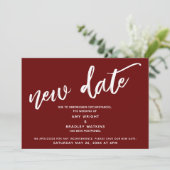 Handschrift uitgesteld bruiloft nieuwe datum Bourg Kaart (Staand voorkant)