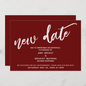 Handschrift uitgesteld bruiloft nieuwe datum Bourg Kaart (Voorkant / Achterkant)