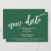 Handschrift uitgesteld bruiloft nieuwe datum donke kaart (Voorkant / Achterkant)