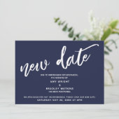 Handschrift uitgesteld bruiloft nieuwe datum marin kaart (Staand voorkant)