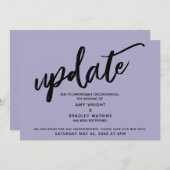 Handschrift uitgesteld bruiloft stoffige Paarse Ka Kaart (Voorkant / Achterkant)