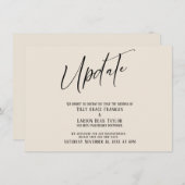 Handschrift uitgesteld bruiloft update crème Kaart (Voorkant / Achterkant)