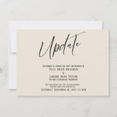 Handschrift uitgesteld bruiloft update crème Kaart (Voorkant)