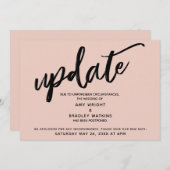 Handschrift uitgestelde bruiloft blush aankondigin kaart (Voorkant / Achterkant)