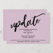 Handschrift Uitgestelde bruiloft Mauve aankondigin Kaart (Voorkant / Achterkant)