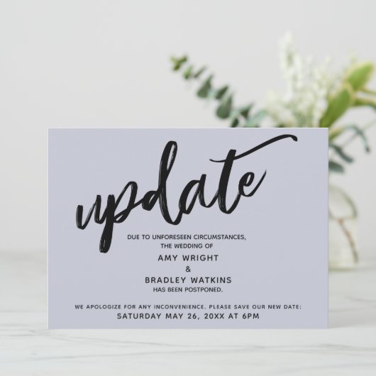 Handschrift Uitgestelde bruiloft Stusty Blue Kaart (Staand voorkant)