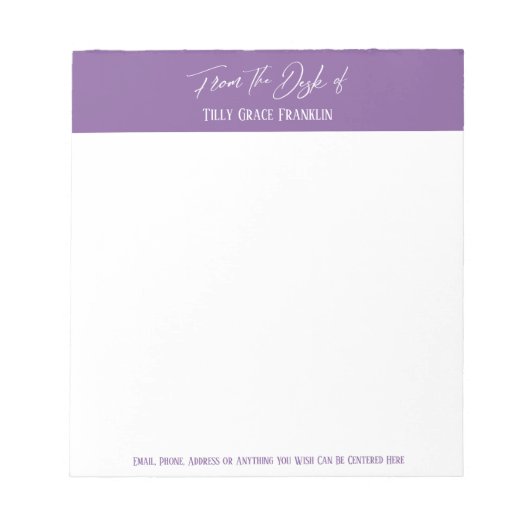 Handschrift van de bureau van het Paars Notitieblok (Voorkant)