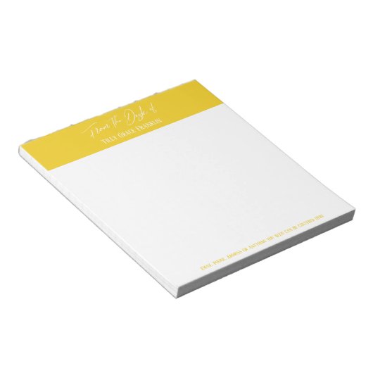 Handschrift van het bureau van de boude mosterdgee notitieblok (Schuin)