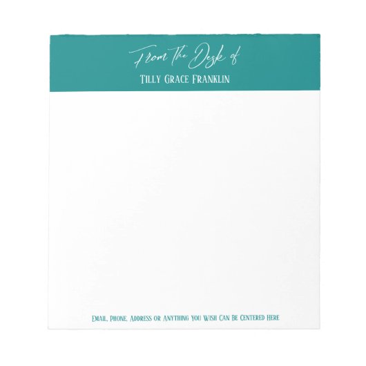 Handschrift van het bureau van helder Blauwgroen Notitieblok (Voorkant)