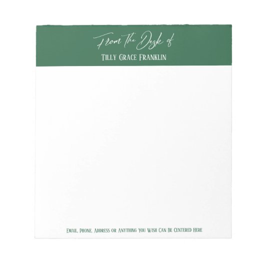 Handschrift van het bureau van Leaf Green Notitieblok (Voorkant)