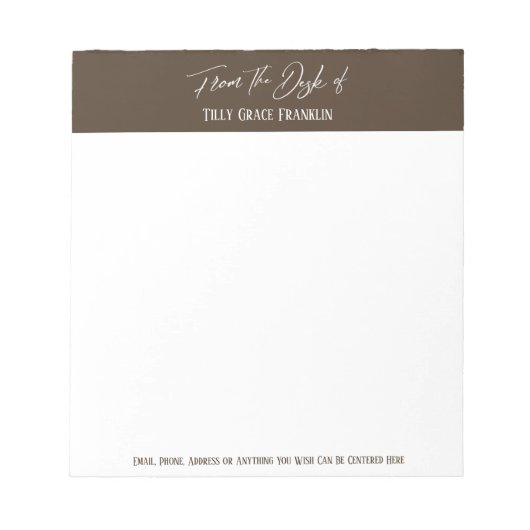 Handschrift van het bureau van Rich Chocolate Brow Notitieblok (Voorkant)