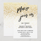 Handschrift Voeg je bij ons Confetti-ontvangst Kaart (Voorkant / Achterkant)