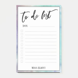 Handschrift voor het aanbieden van multicolored ra post-it® notes