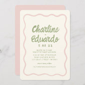 Handschrift Wavy Green Pastel Kleur Bruiloft Kaart