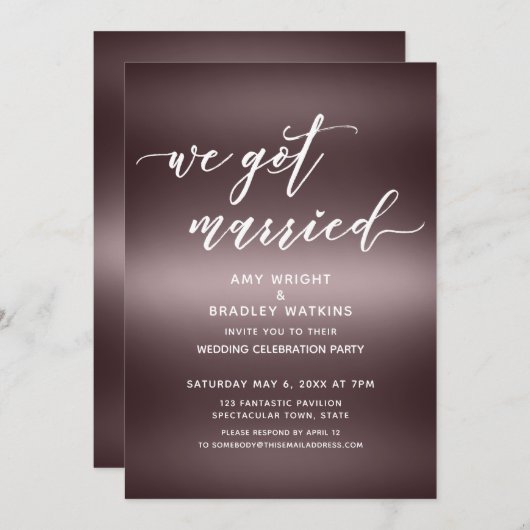 Handschrift We zijn getrouwd over Roos Gold Kaart (Voorkant / Achterkant)