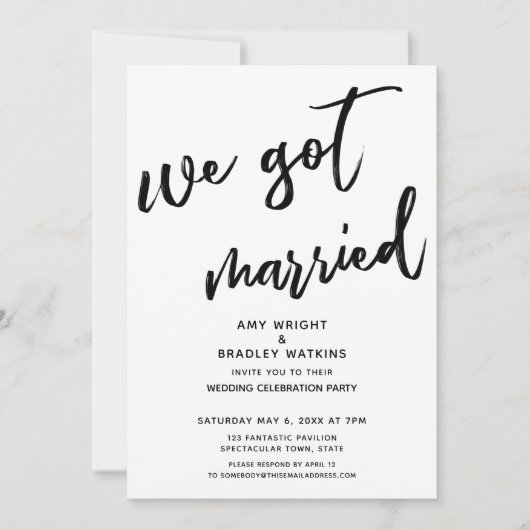 Handschrift We Zijn Getrouwd Trouwreceptie Kaart (Voorkant)