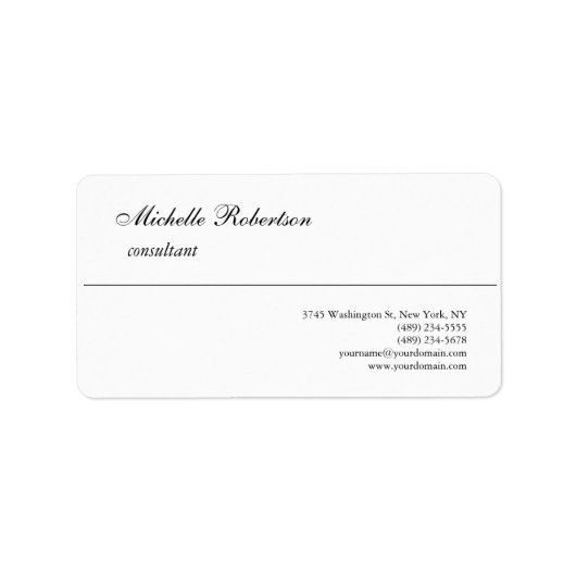 Handschrift zwart wit effen minimalistisch etiket (Voorkant)