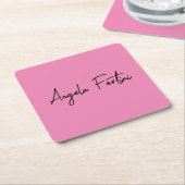Handschriftafbeelding Eenvoudige roze professionel Kartonnen Onderzetters (Schuin)