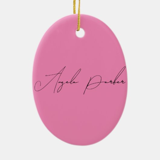 Handschriftafbeelding Eenvoudige roze professionel Keramisch Ornament (Achterkant)