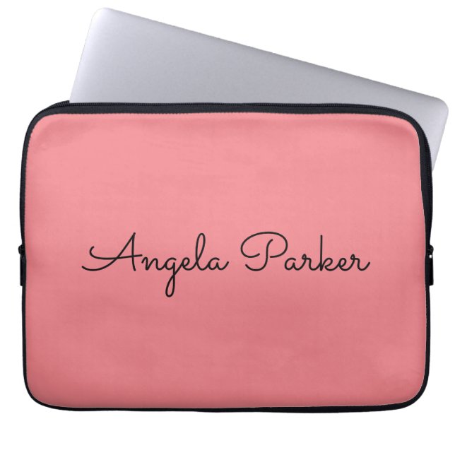 Handschriftafbeelding Eenvoudige roze professionel Laptop Sleeve (Voorkant)