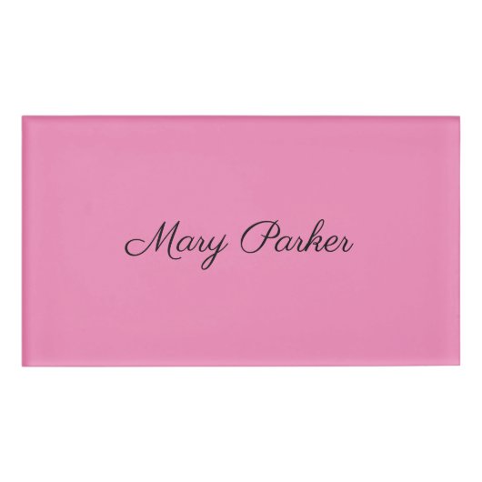 Handschriftafbeelding Eenvoudige roze professionel Naambadge (Voorkant)