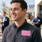 Handschriftafbeelding Eenvoudige roze professionel Naambadge