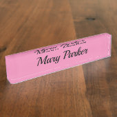 Handschriftafbeelding Eenvoudige roze professionel Naambordje (Zijkant)