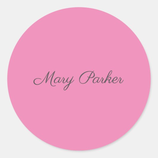 Handschriftafbeelding Eenvoudige roze professionel Ronde Sticker (Voorkant)
