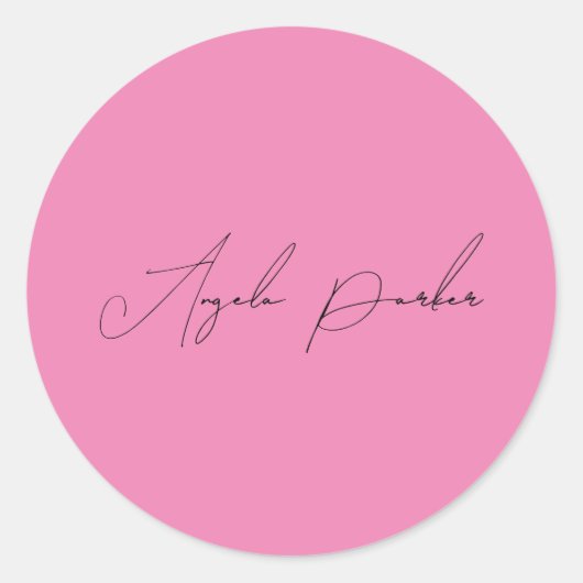Handschriftafbeelding Eenvoudige roze professionel Ronde Sticker (Voorkant)