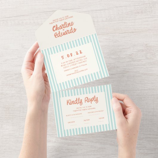 Handschriftafel Retro Weddenschap All In One Uitnodiging (Afscheurbaar)